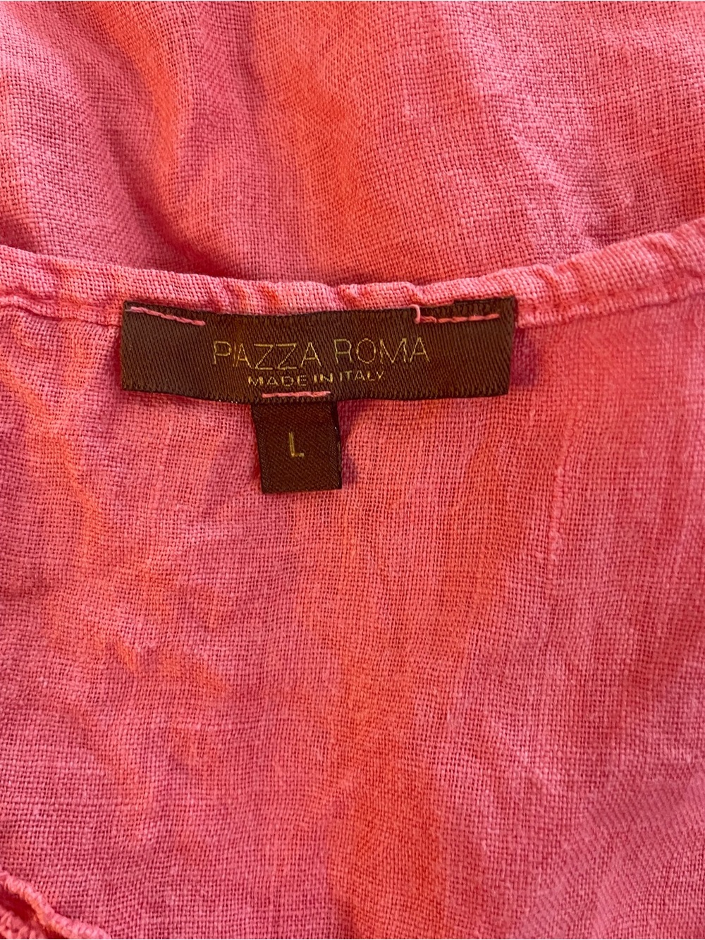 Italian Linen Lace V-Neck Coral Sleeveless Women's Tank Top - Picture 3 of 5